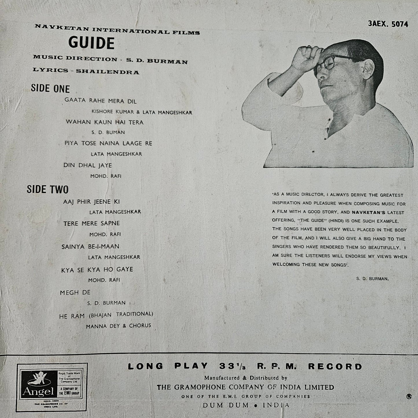 Guide - S D burman and Navketan blockbuster  odeon edition - Excellent condition
