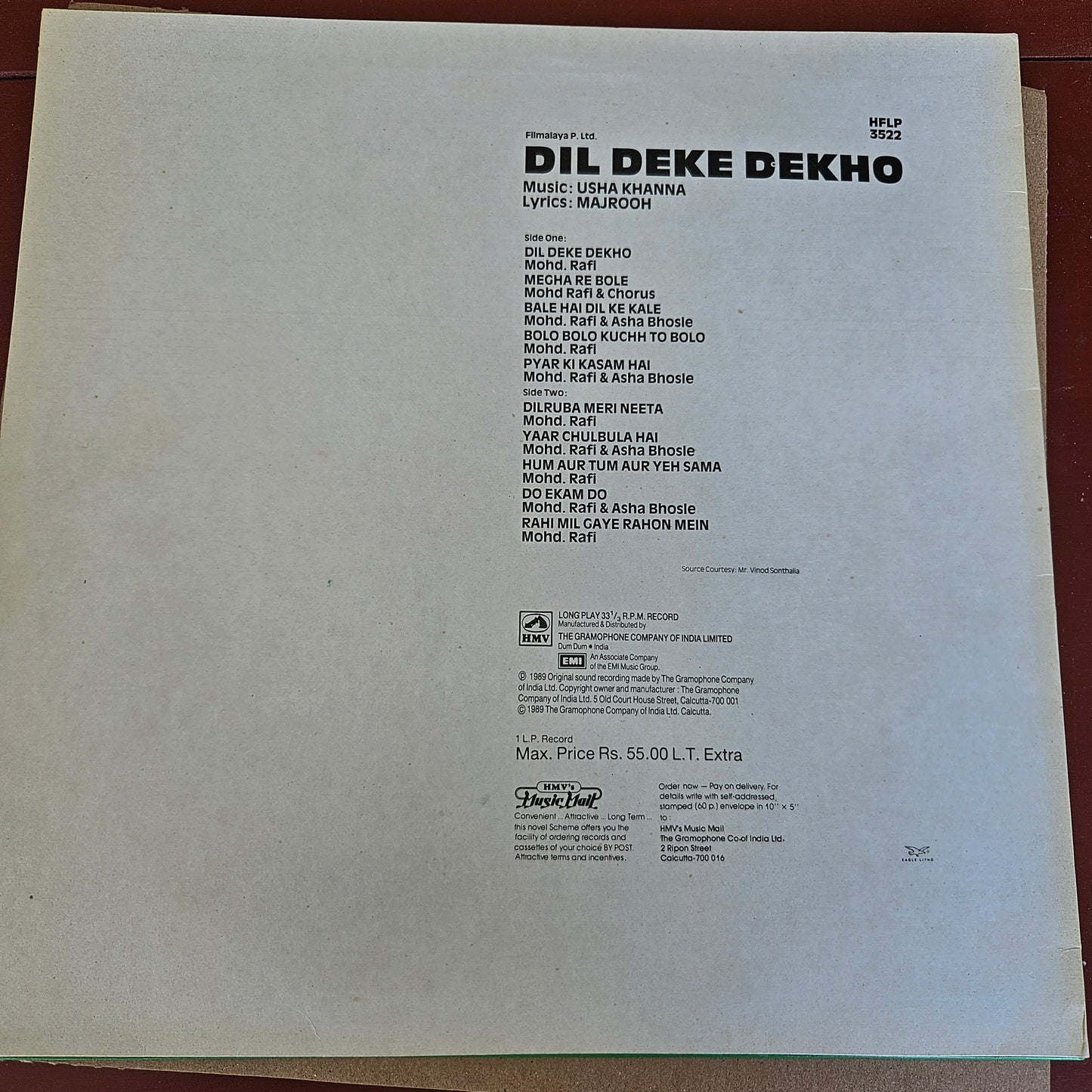 Dil Deke Dekho - Music by Usha Khanna -  near Mint Pristine