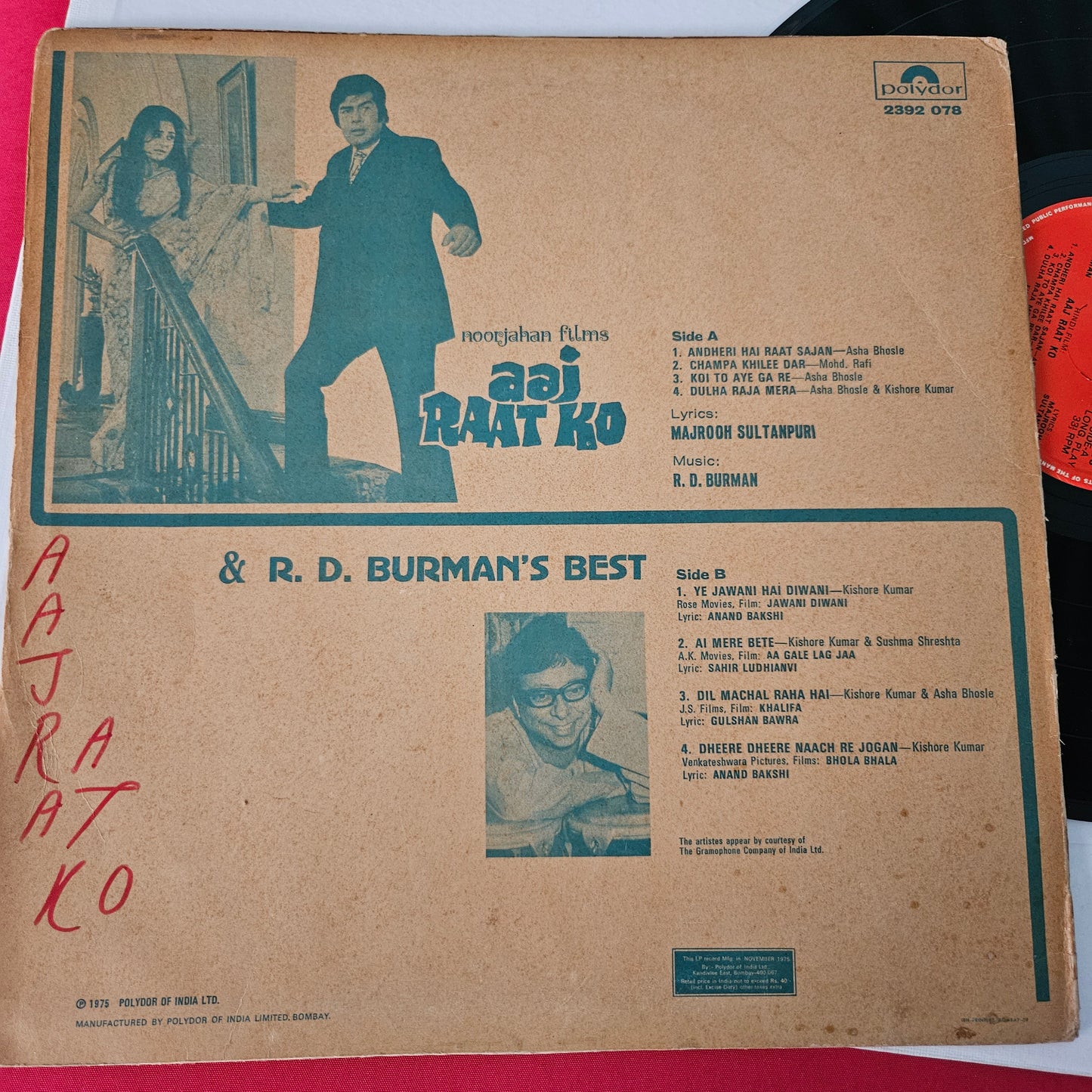 Aaj Raat Ko - R D Burman superhit - 1st pressing in Excellent condition