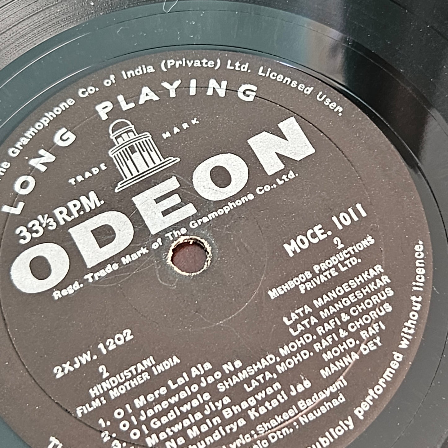 Mother India - 1st ring odeon in classic Superhit excellent - music by Naushad - rare