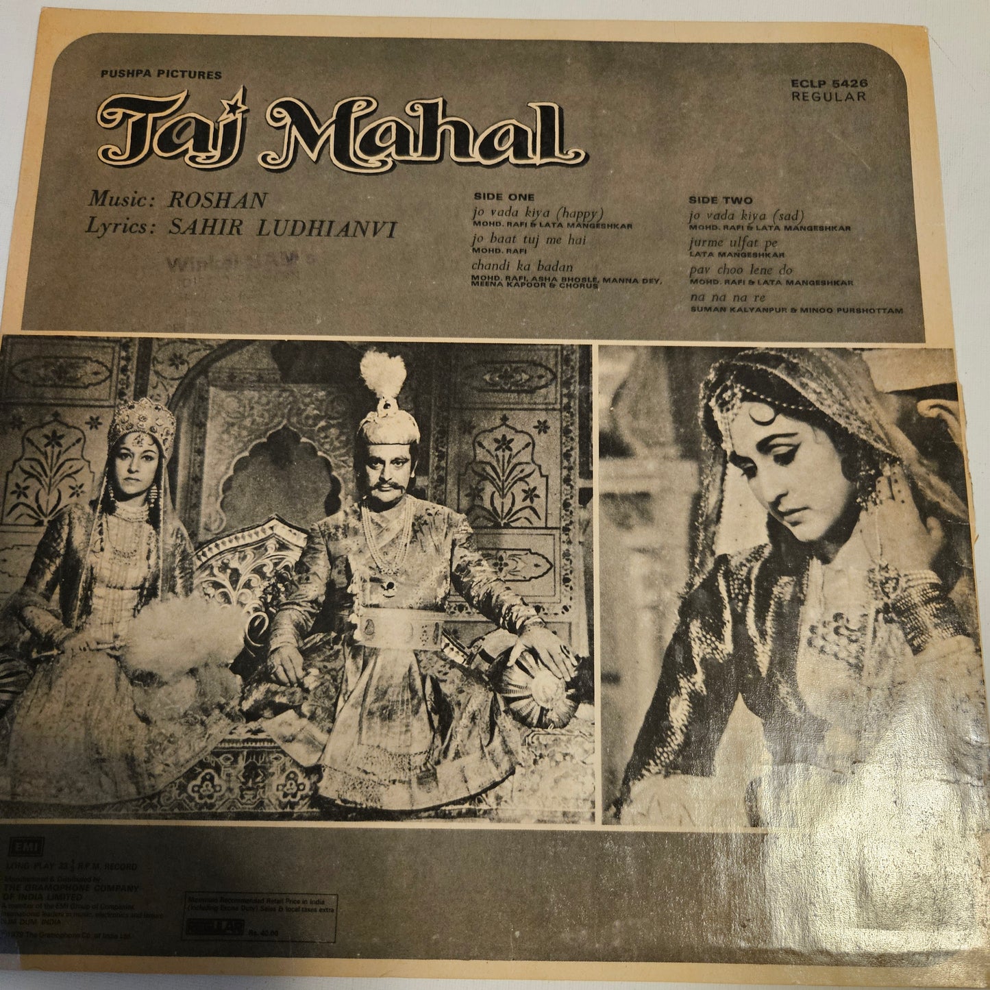 Taj Mahal - Music by Roshan  eternal classics in excellent condition