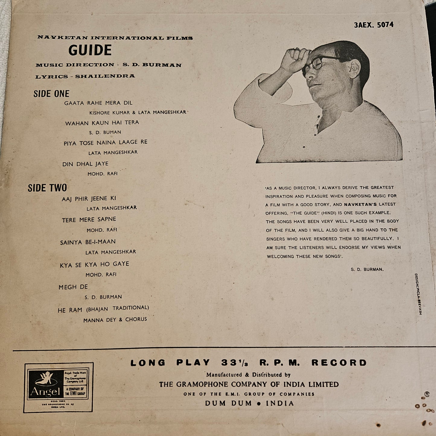 Guide - S D burman and Navketan blockbuster  odeon edition - Excellent condition