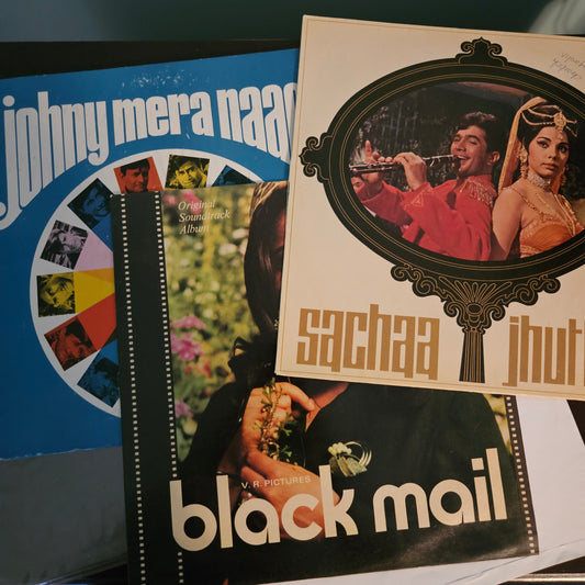 3 LPs package Kalyanji Anandji  blockbuster  Sachaa Jhutha, Black mail,  Johny Mera Naam in vg+ to NM Psych Funk