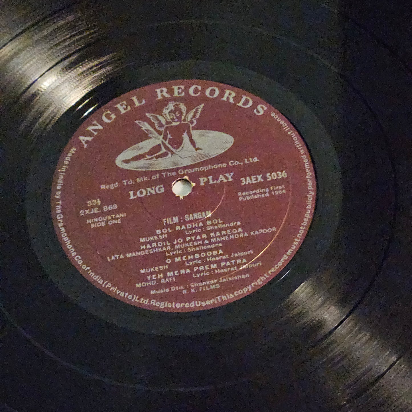 Sangam - Raj Kapoor and Shankar Jaikishan - 1st Angel in excellent to near mint condition