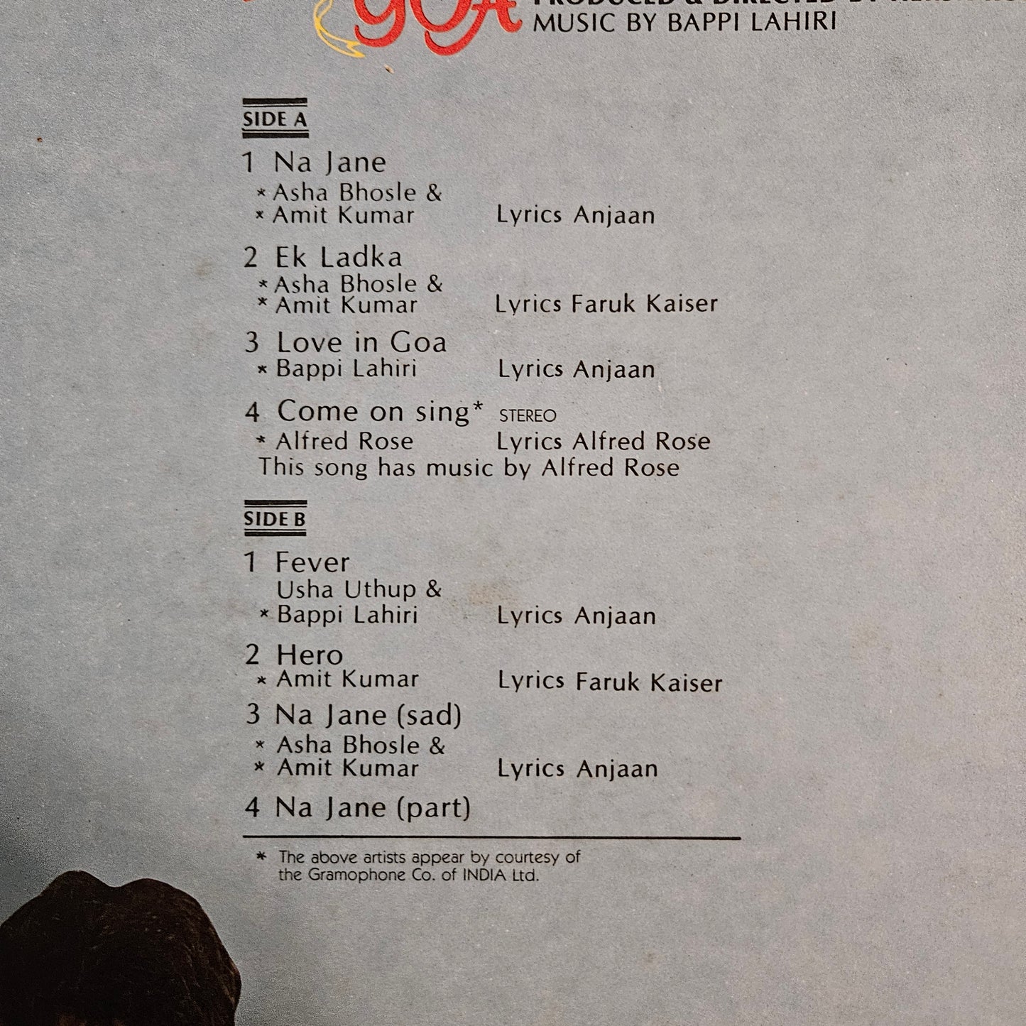 Love in Goa - Bappi Lahiri superhit disco album in Near Mint