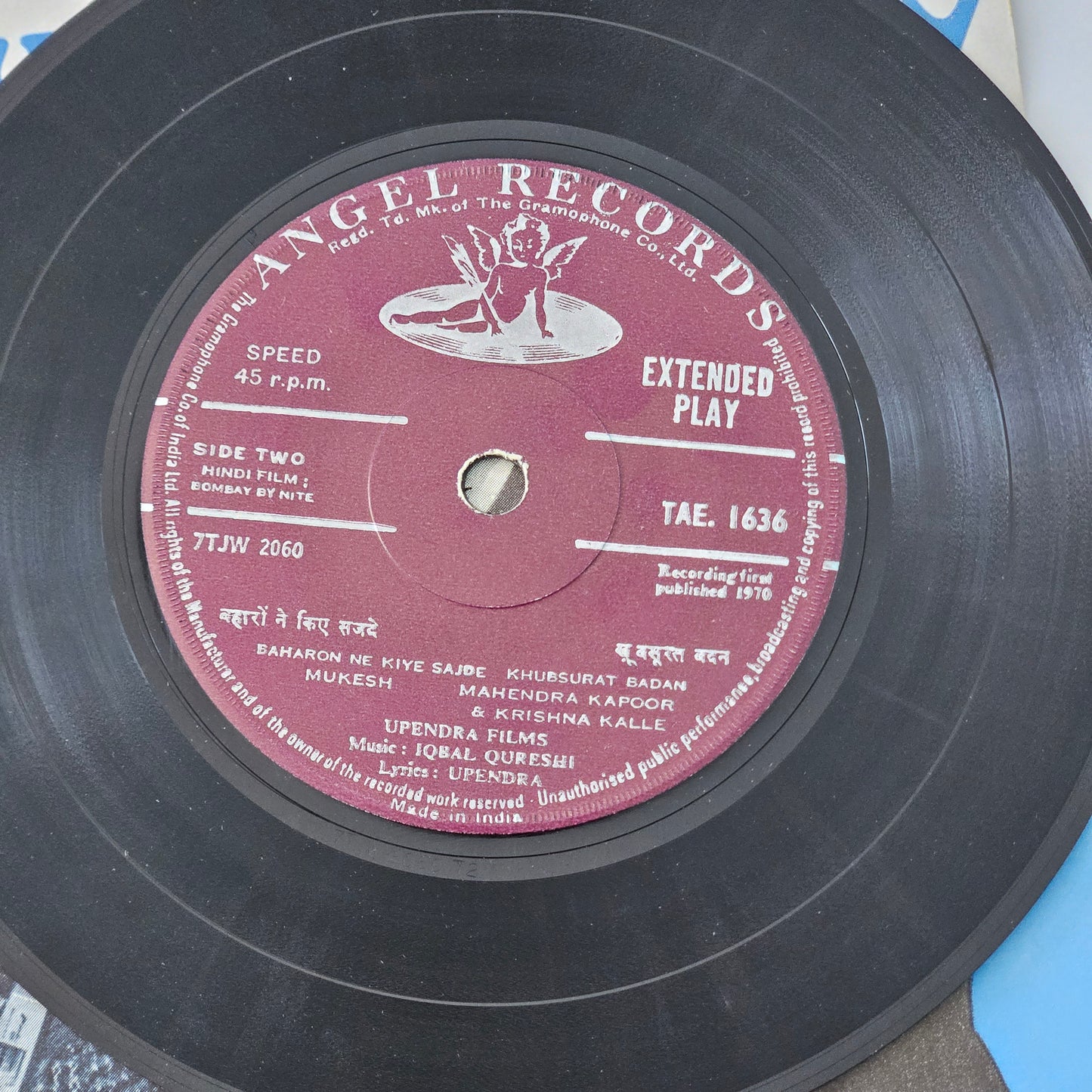 Bombay by Nite  - 1st Angel  EP - Music iqbal Qureshi - in near mint - Rare Nostalgia