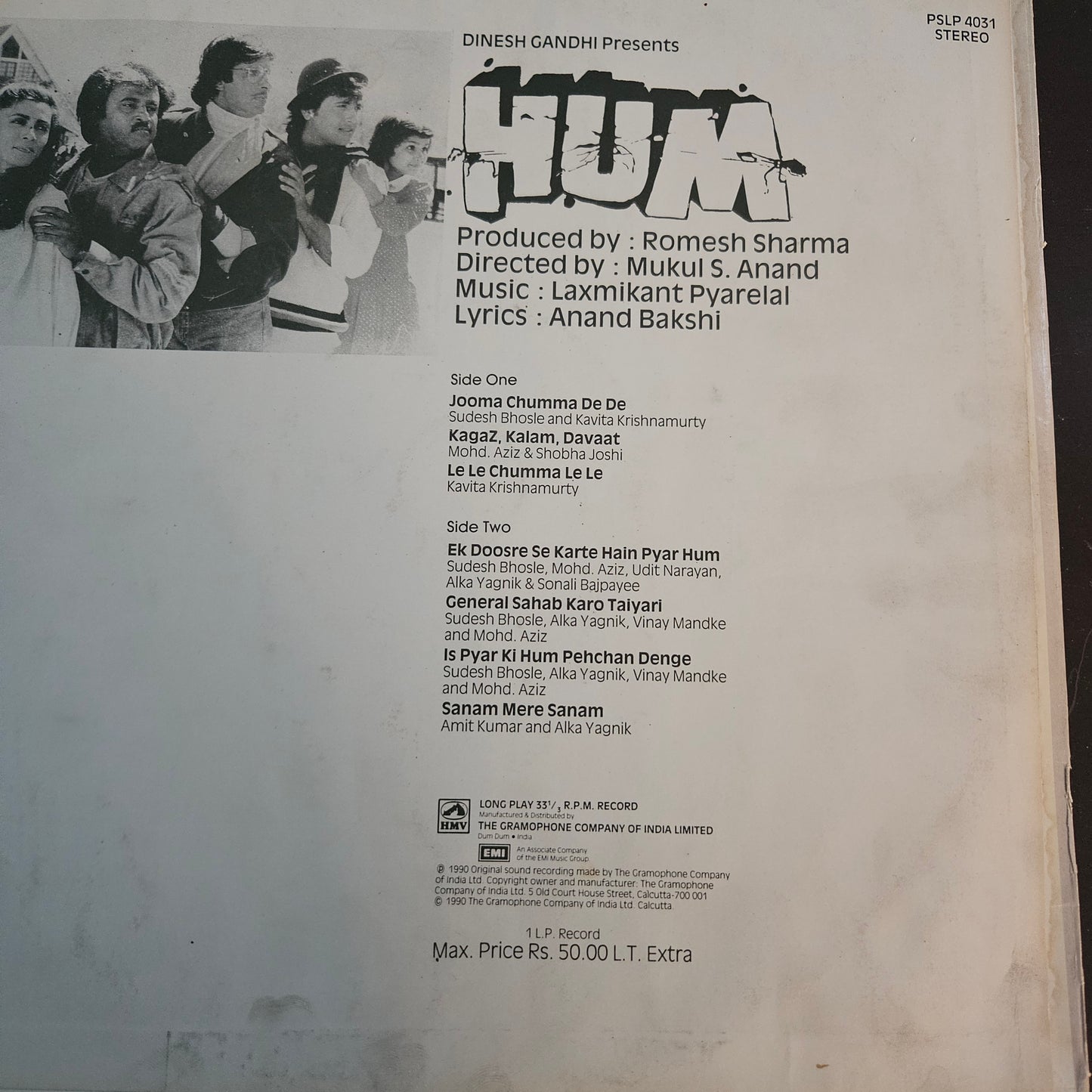 Hum - 90s blockbuster super hit in Near  Mint Music by laxmikant Pyarelal - new arrival