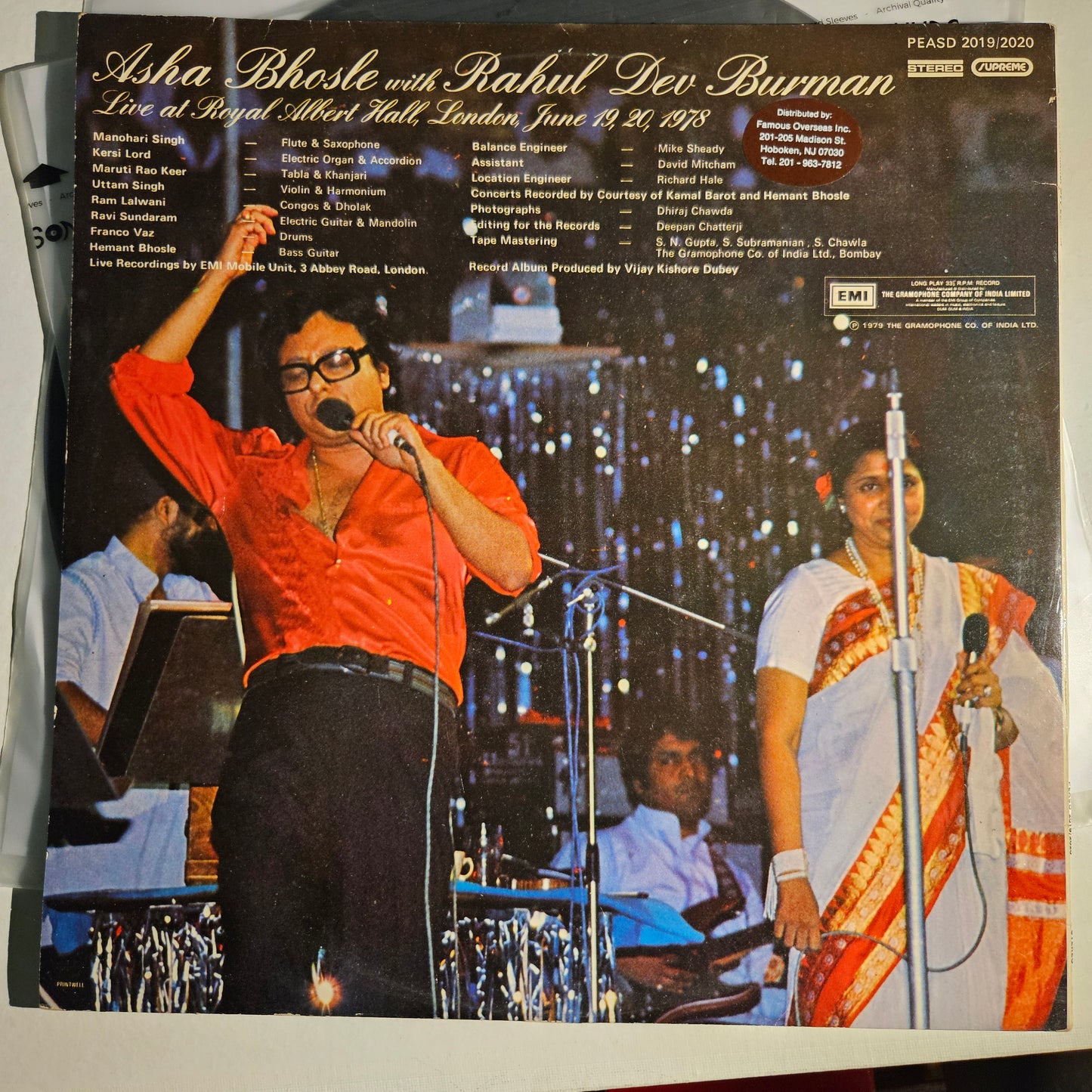 R D Burman & Asha Bhsole Live at Royal Albert Hall 2 LP set near mint Priatine