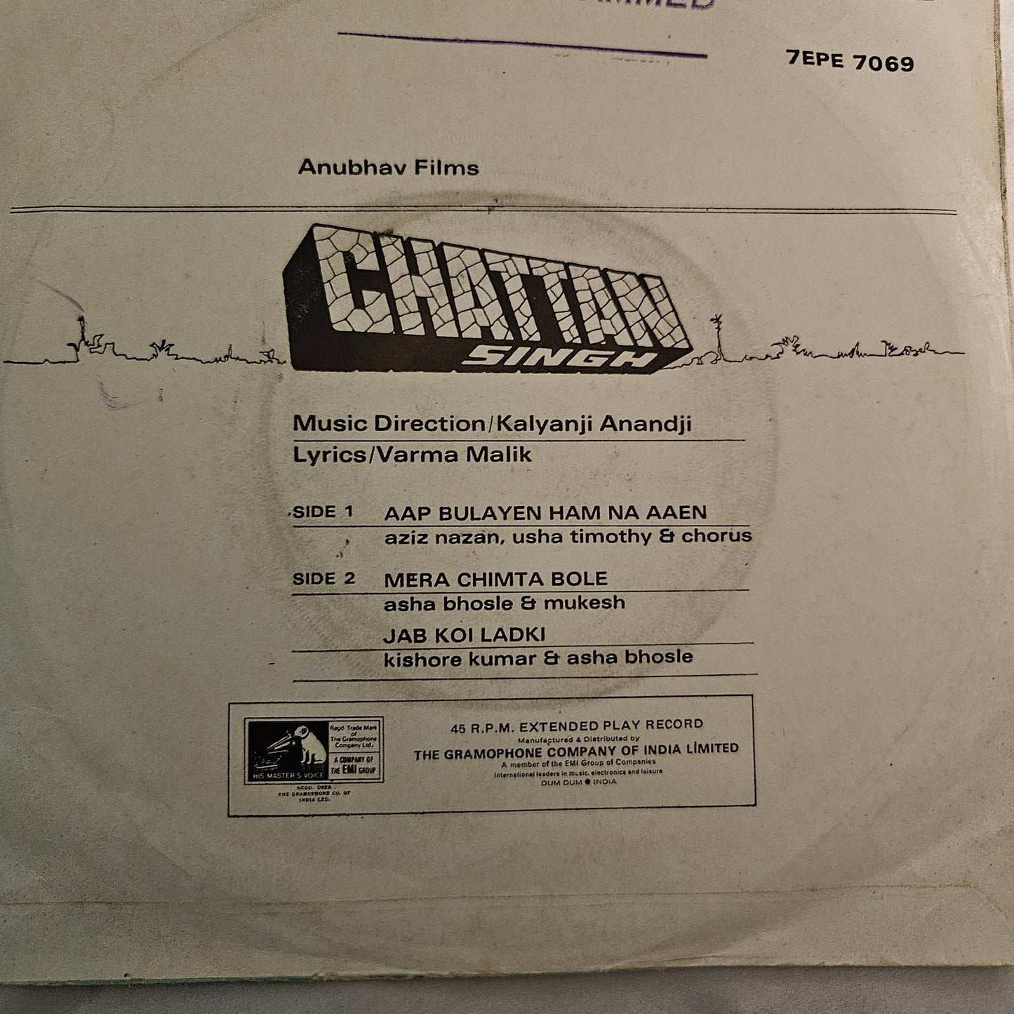 Chattan Singh - Kalyanji Anandji classic Rare EP in excellent