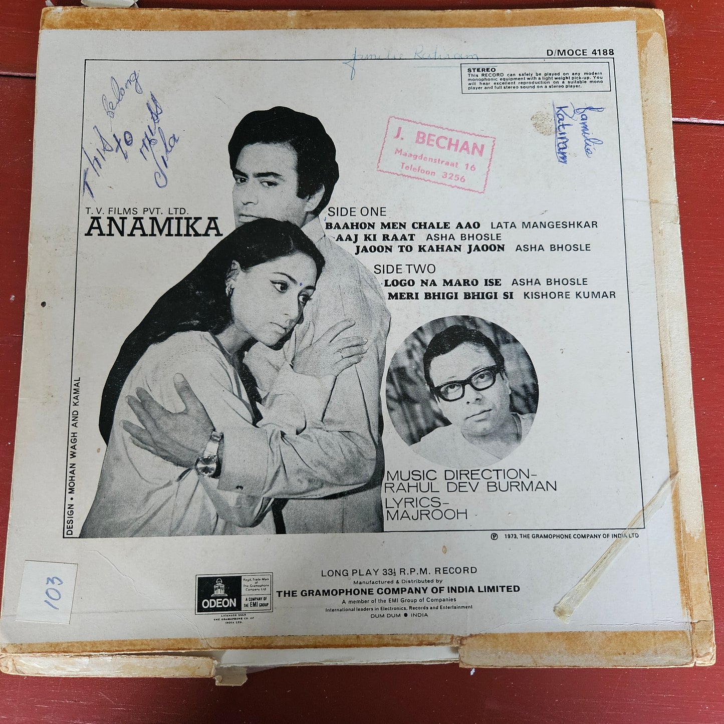 Anamika - R D Burman superhit Double Ring odeon in Stereo in VG+ condition