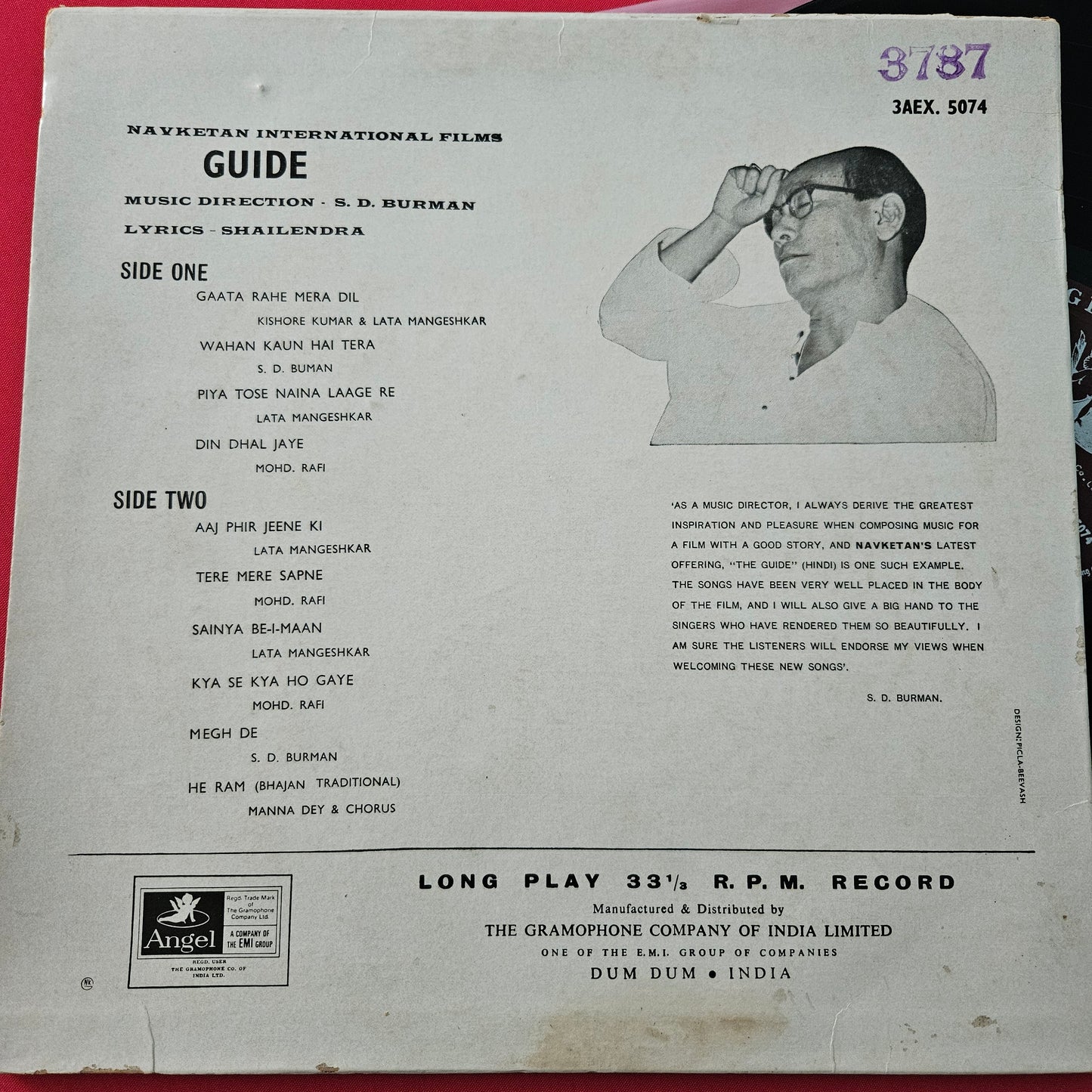 Guide - S. D. burman and Navketan blockbuster - 1st Angel edition in VG+ condition