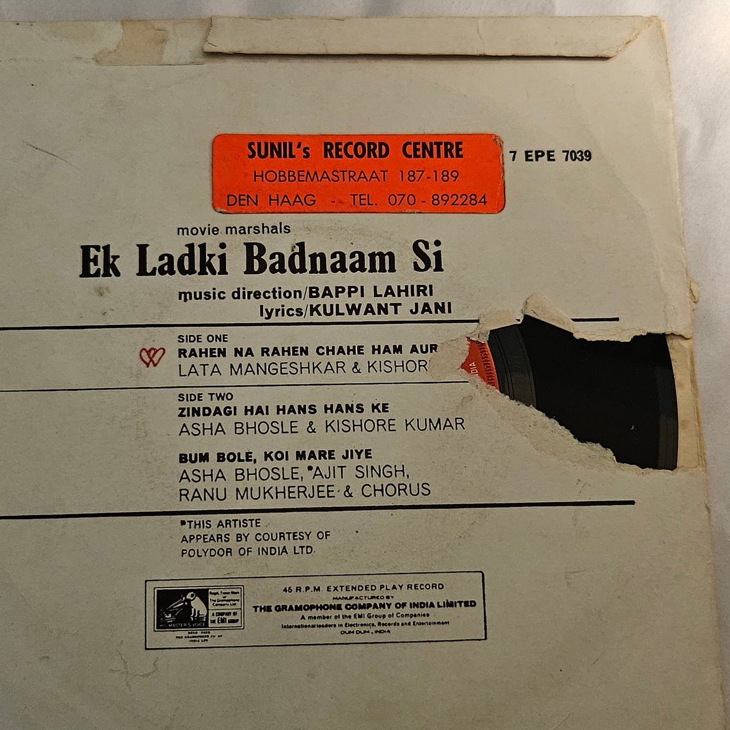 Bappi Lahiri ‎– Ek Ladki Badnaam Si Rare Ep in near mint