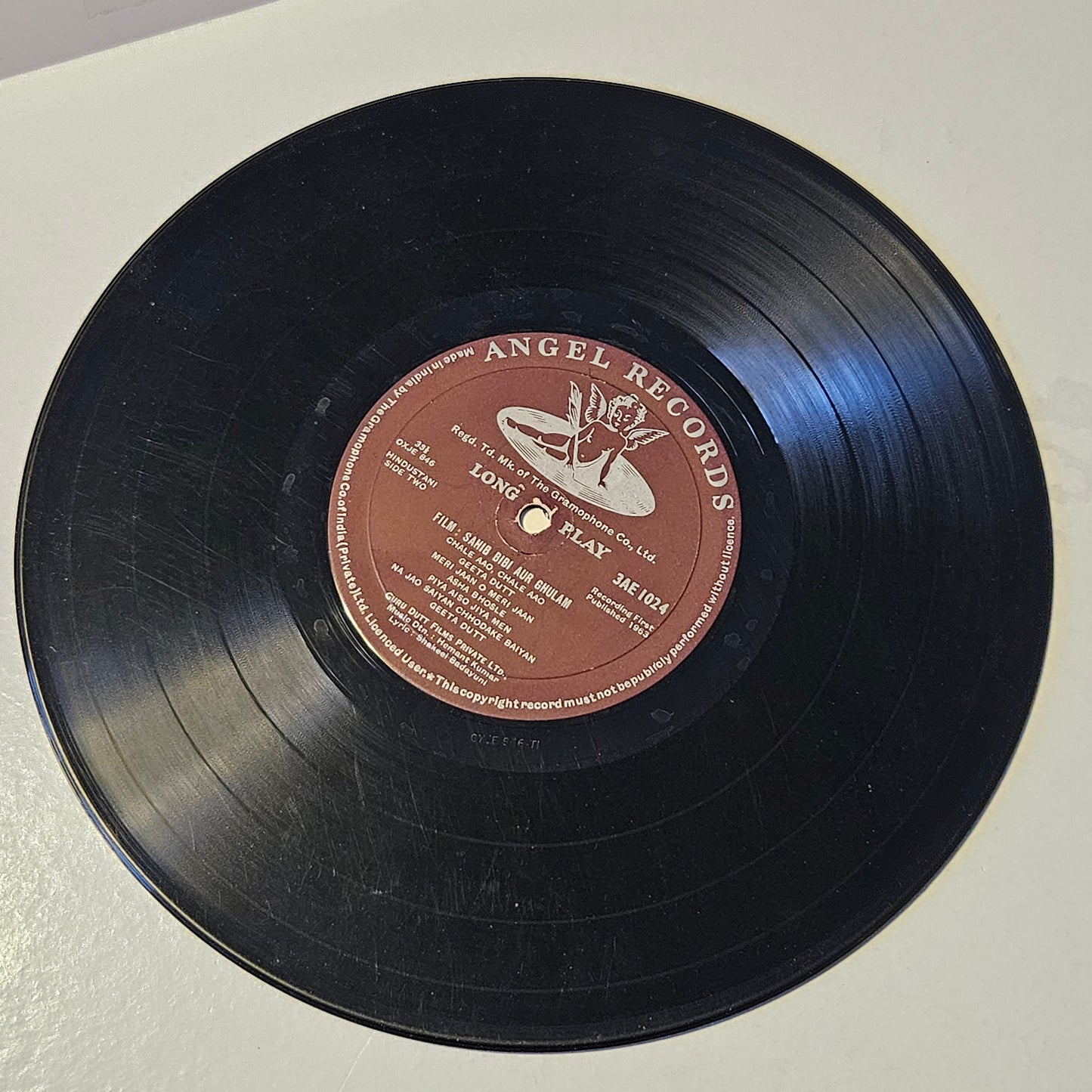 Sahib Bibi Aur Ghulam - Music by Hemant Kumar -  classic Guru Dutt' films original soundtrack - 10 Inch Angel in VG condition