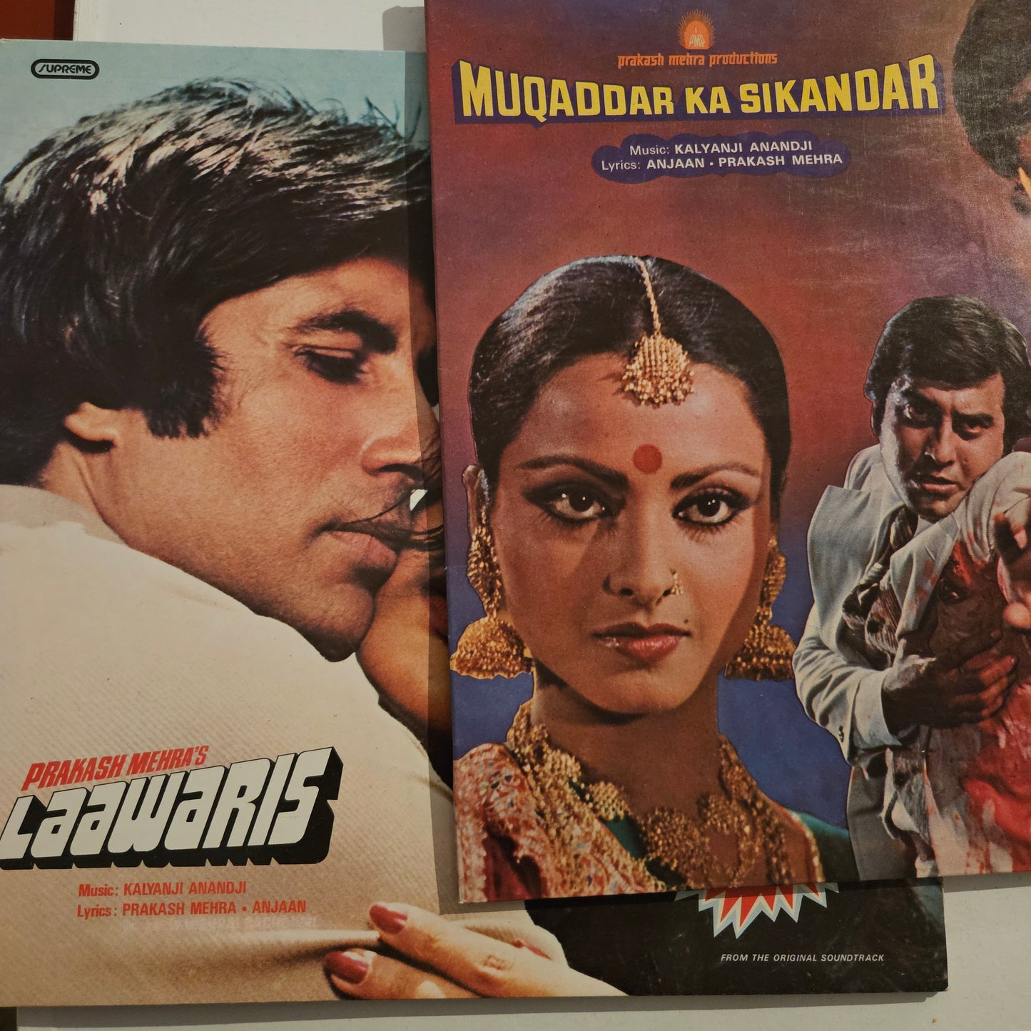 2 LPs Blockbuster Laawaris and Muqaddar ka Sikandar Amitabh, Kalyanji Anandji and Prakash Mehra in excellent to near mint