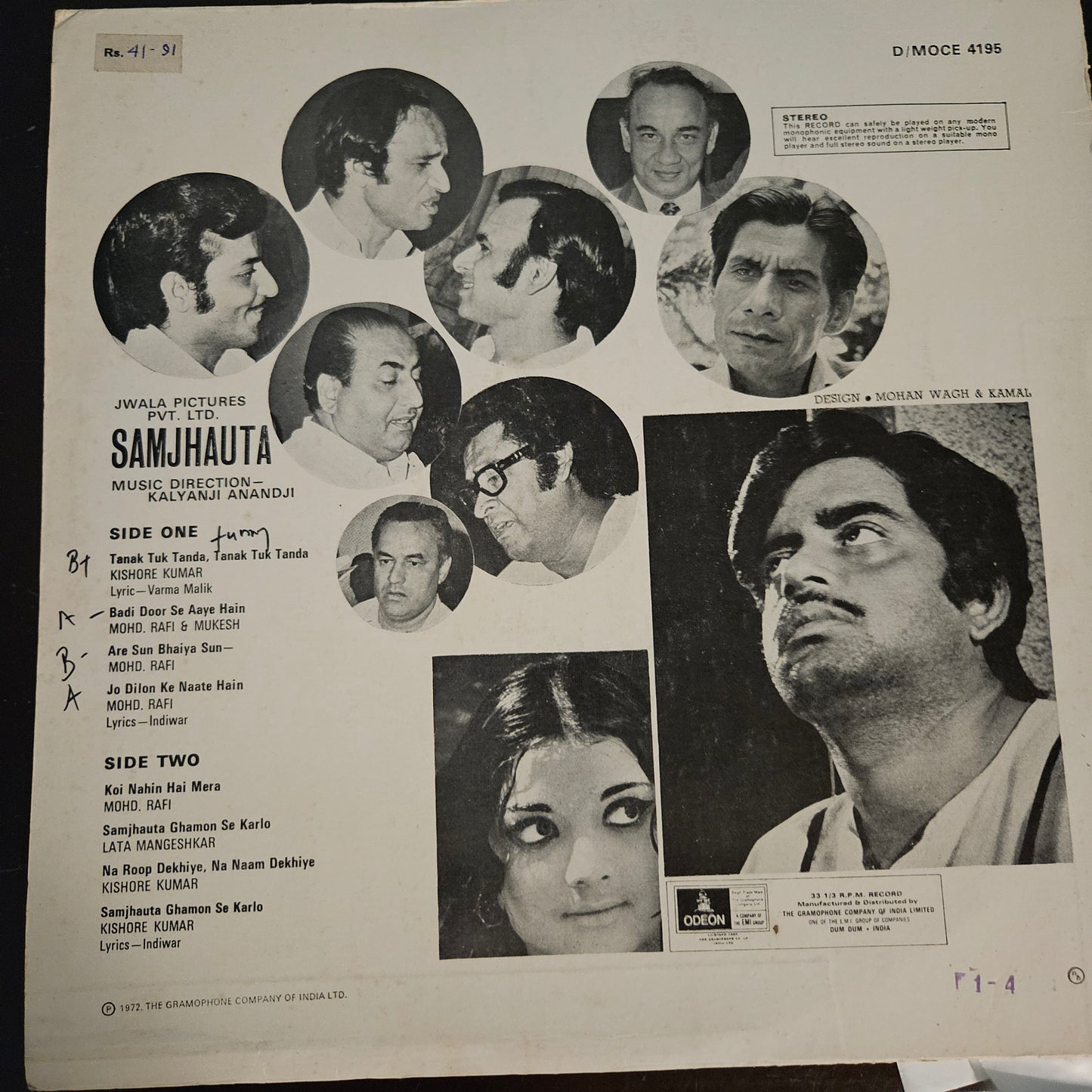 Samjhauta - 1st Odeon Ring veraion- stereo  music by Kalyanji Anandji in near mint condition