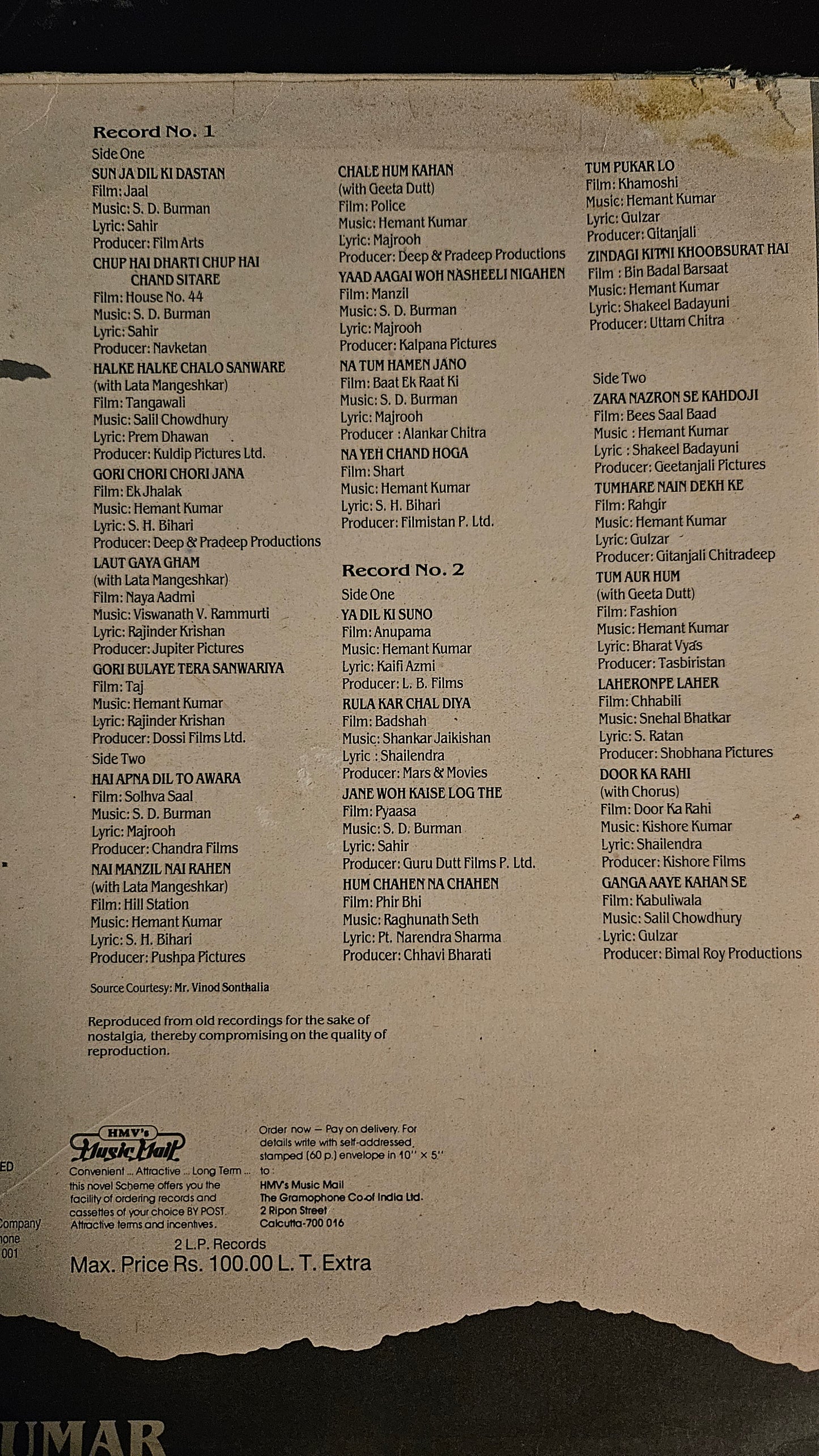 Hemant Kumar -  2 LP set excellent