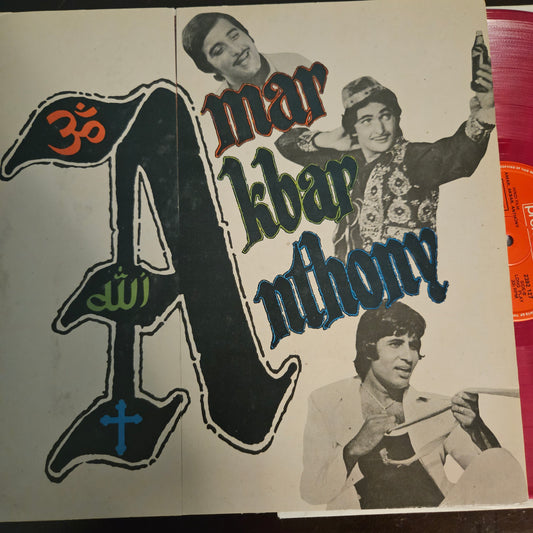 Amar Akbar Anthony - *PINK* and multifold with 8 picture pages - Laxmikant Pyarelal - Super hit in Excellent condition Collectible. Flawless multifold cover