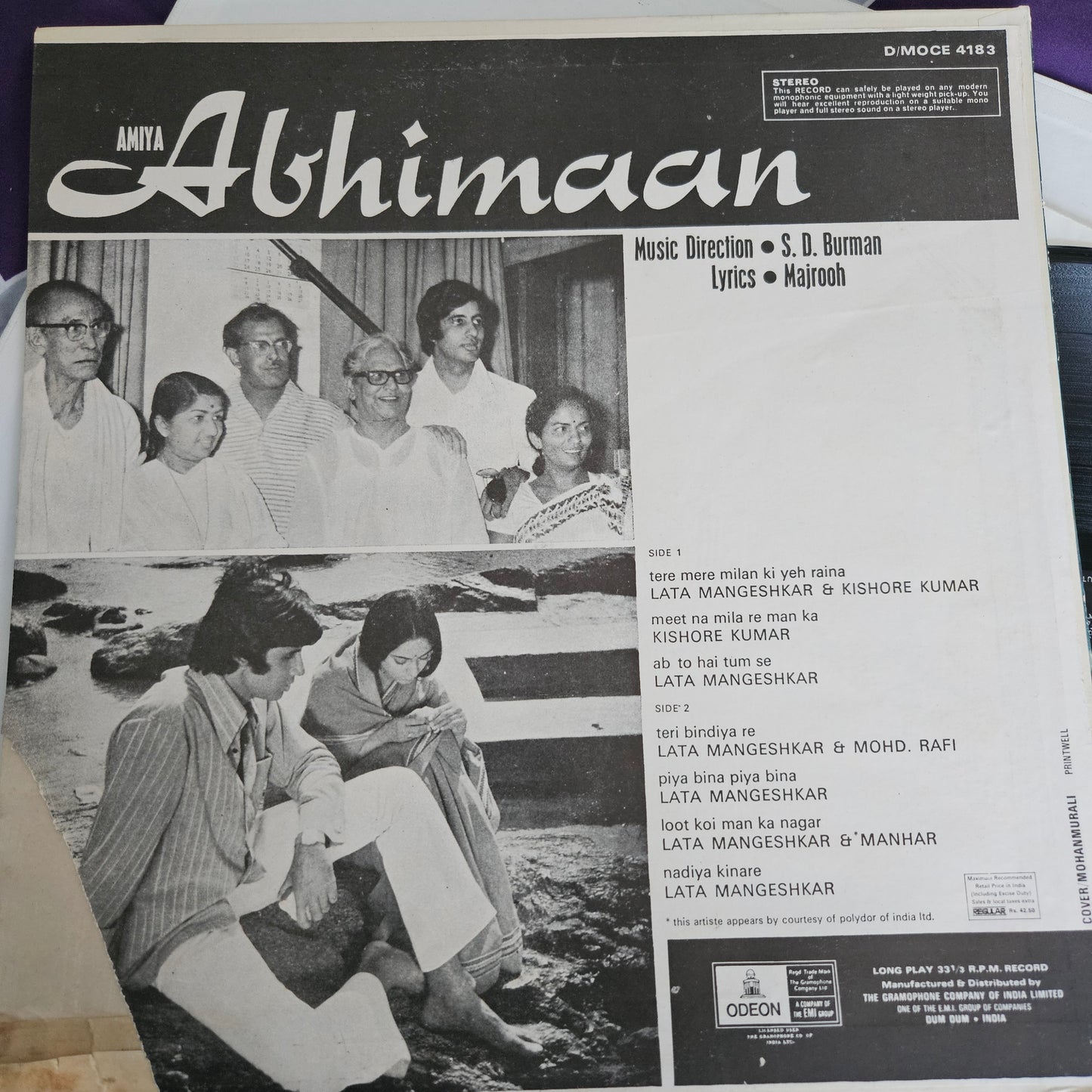 Abhimaan - Original Soundtrck by S. D. Burman in near mint condition