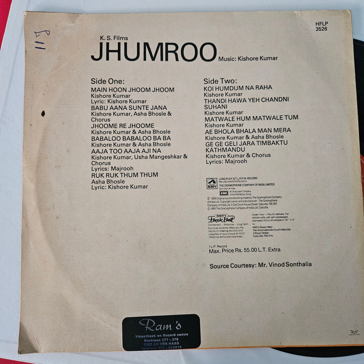 Jhumroo - Music by kishore kumar  - in near mint