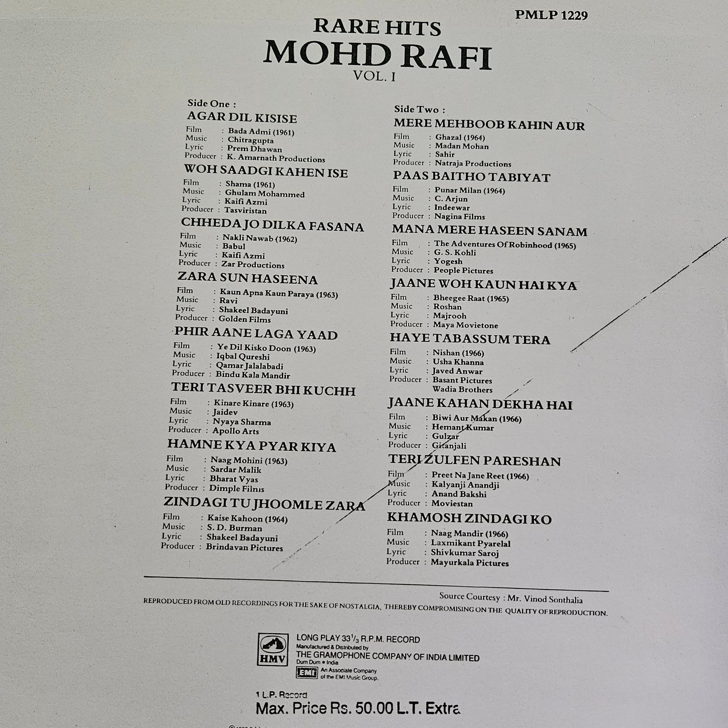 Rare hits of Mohd Rafi - near Mint Condition