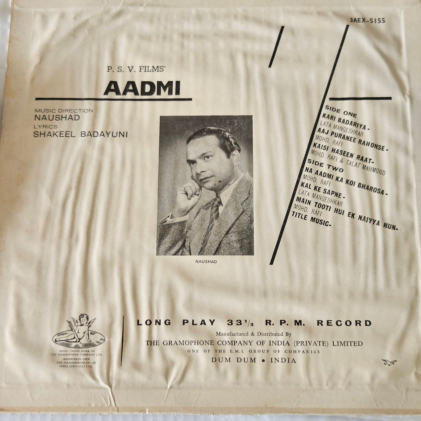 Aadmi - Music by Naushad - classic 1st Angel edition in near mint condition  original soundtrack 1st edition - from well kept collection