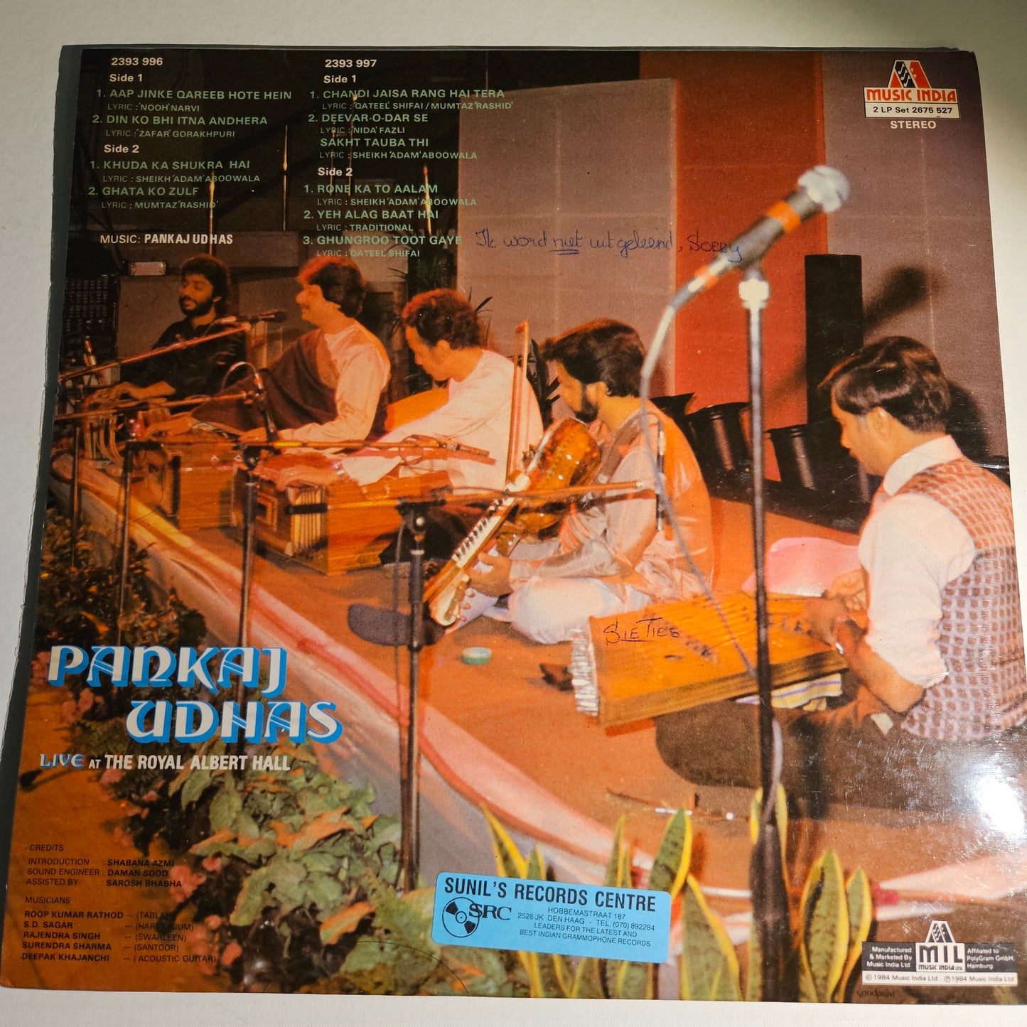 Pankaj Udhas - Live at Royal Albert Hall 2 LP set in excellent condition