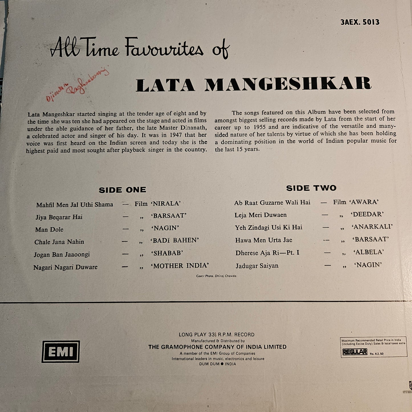 4 Lps package Lata Mangeshkar Great collection Best albums in excellent to near mint