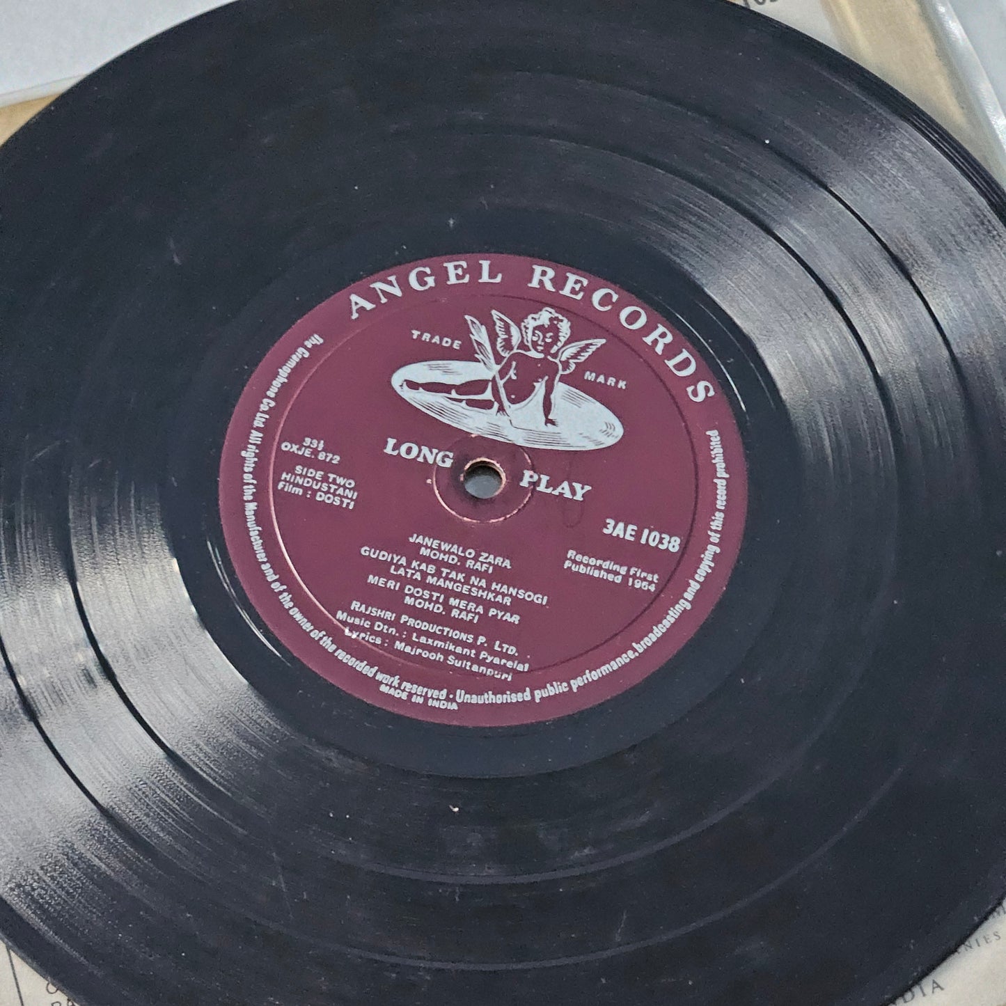 Dosti - Classic Superhit  Laxmikant pyarelal - 10 inch Angel in VG  condition 1st pressing