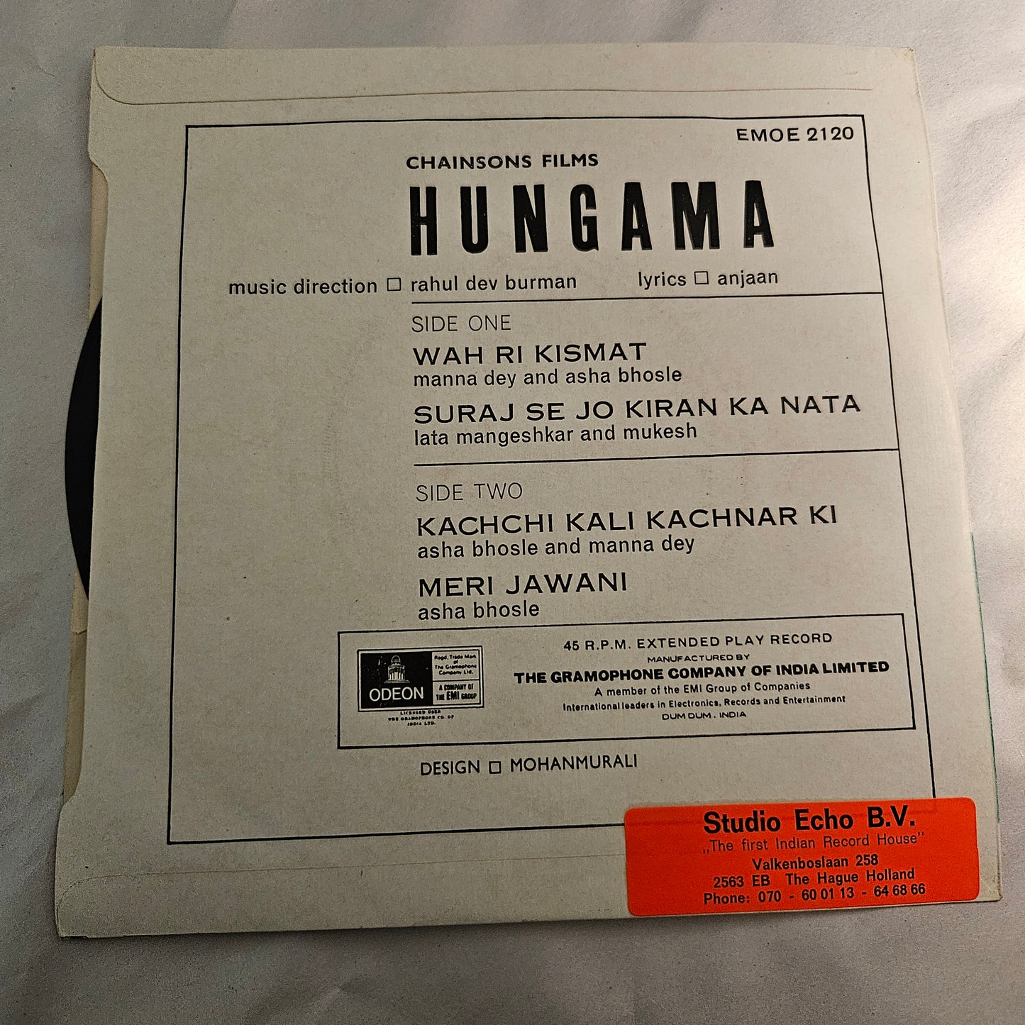Hungama - R D Burman and Gulzar  - HMV EP  in excellent