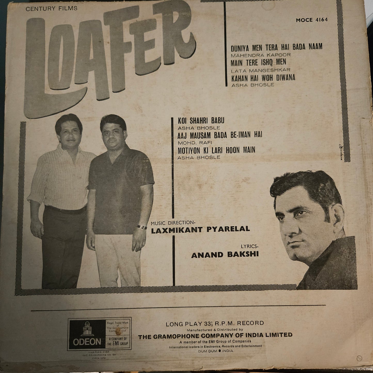 Loafer - Music by Laxmikant Pyarelal - Odeon in excellent