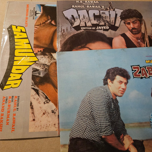 3 LPs Samundar, Zabardast, Dacait R D Burman and Sunny Deol in Near mint