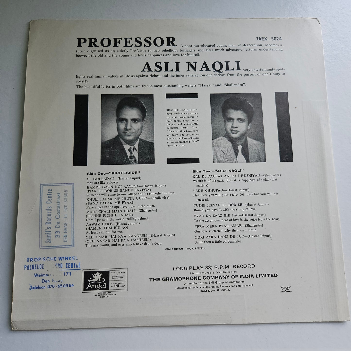 Professor + Asli Naqli Shankar jaikishan eternal classic  Odeon near mint