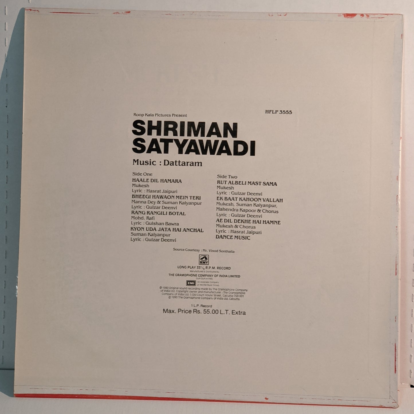 Shriman Satyawadi - Music by Dattaram in Mint condition.