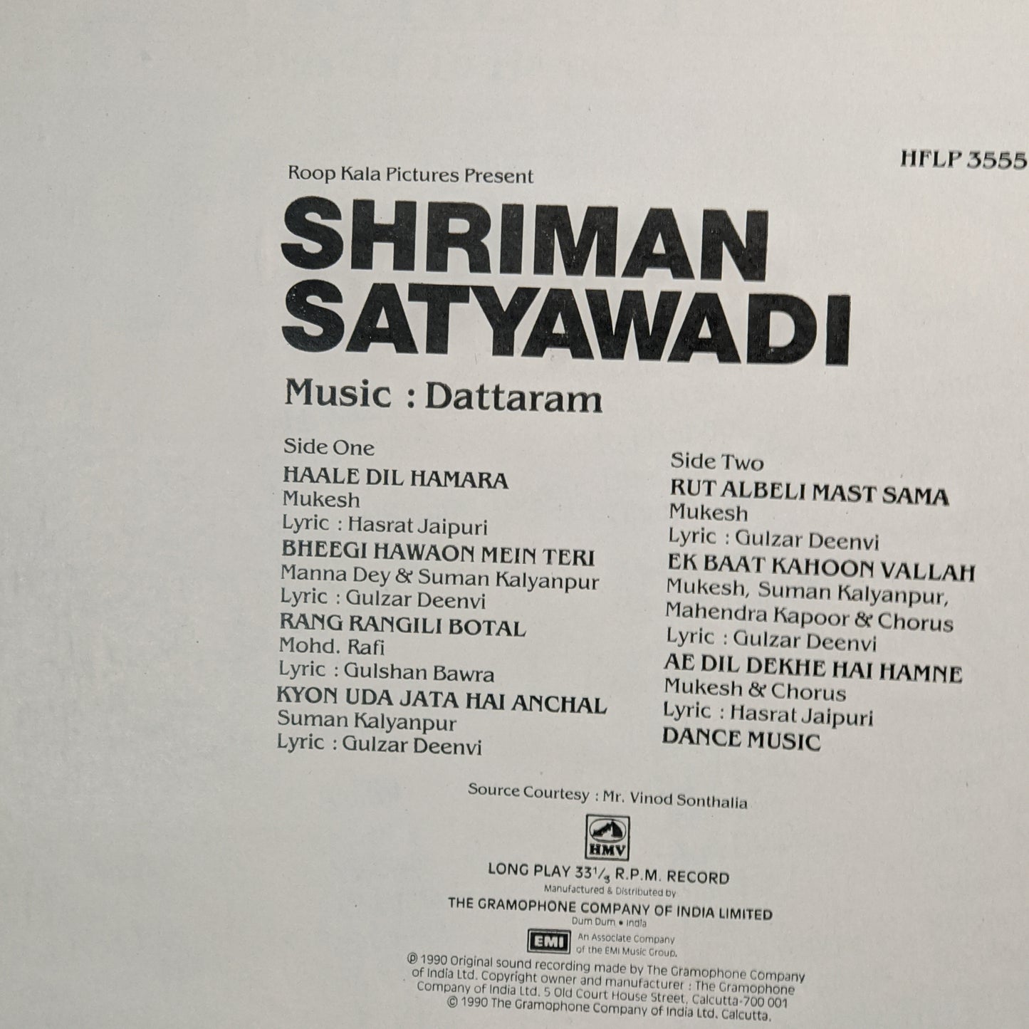 Shriman Satyawadi - Music by Dattaram in Mint condition.