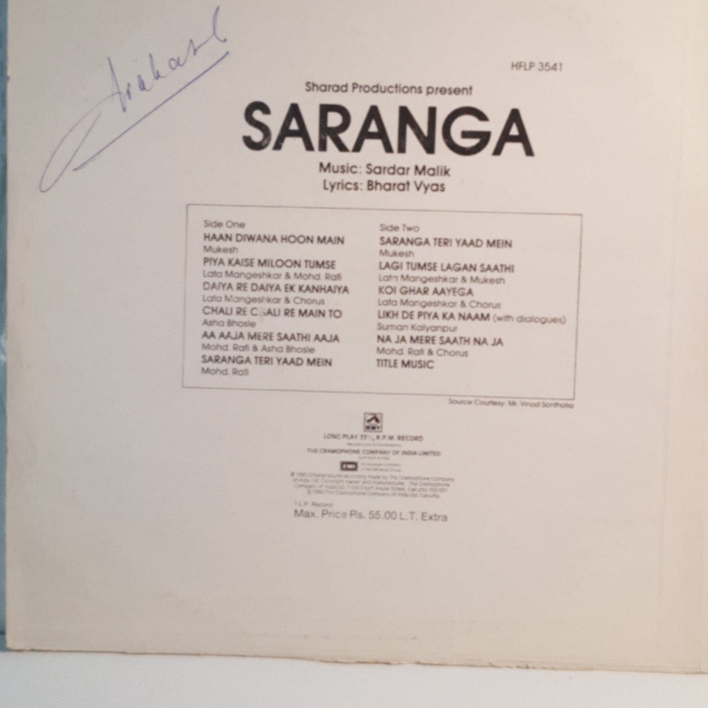 SARANGA - music by Saradar Malik in near mint