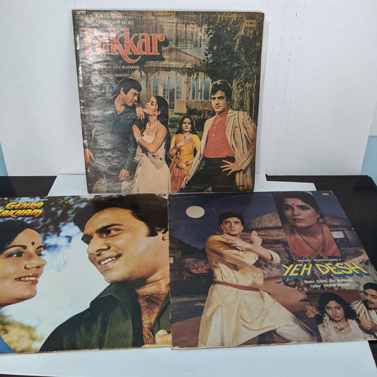 Takkar + Gehra Zakham  + Yeh Desh - Music by  R D Burman  blast 3 LPs odd lot  Psych funk