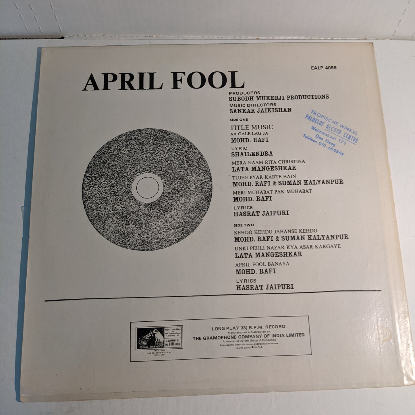 April Fool - Shankar jaikishan record in excellent condition