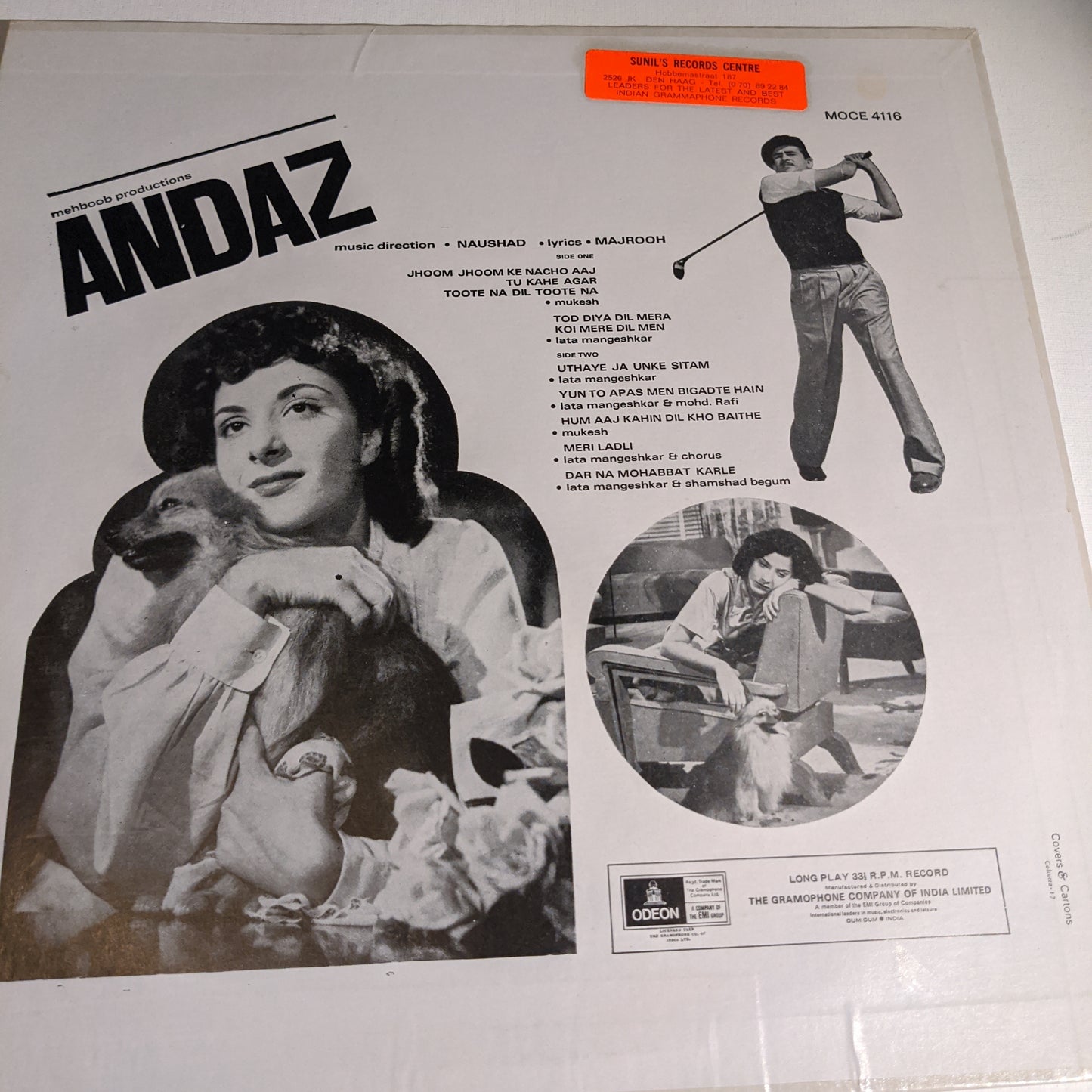 Andaz - Naushad classic - Heavy odeon in unplayed near mint