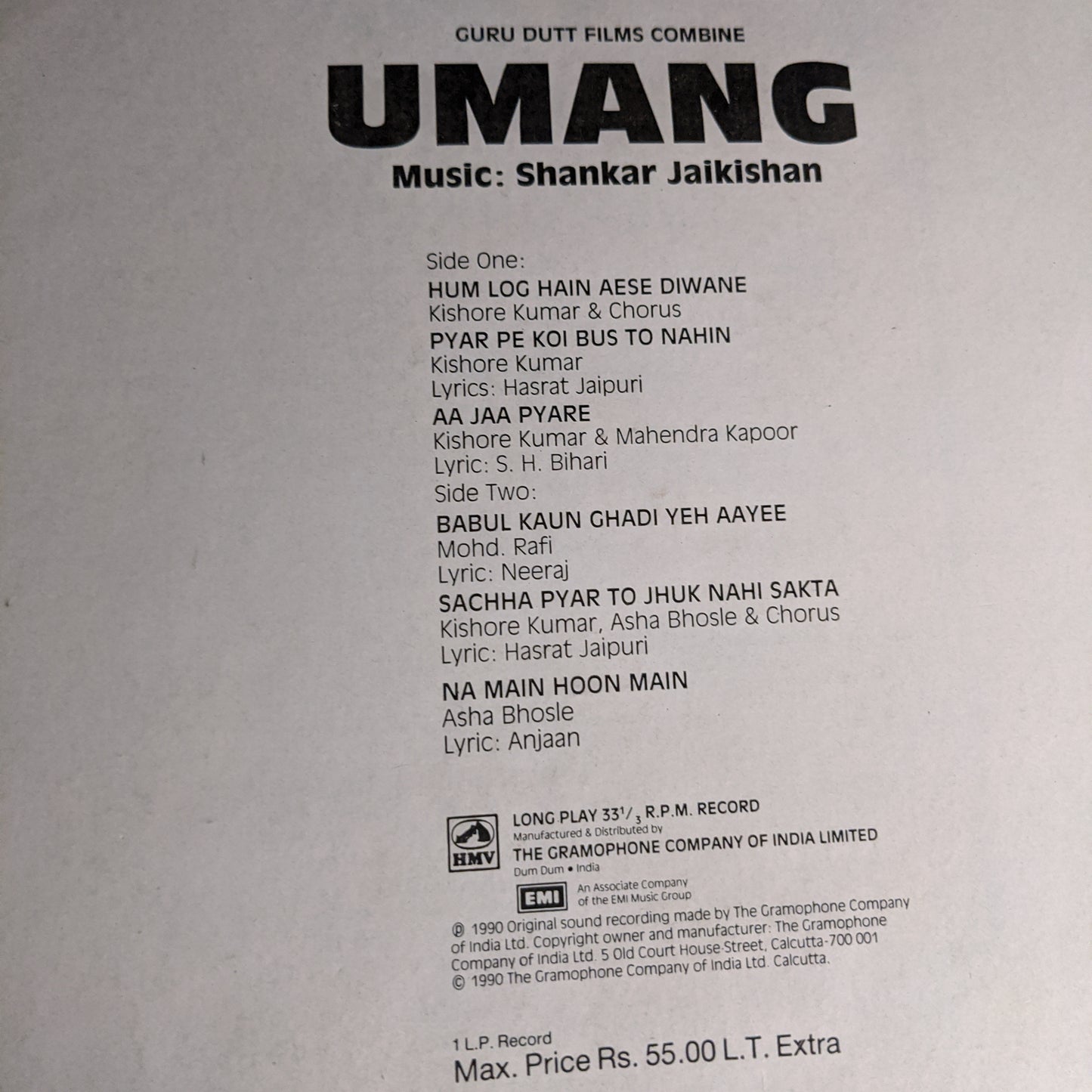 Umang - Shankar jaikishan superhit in near mint