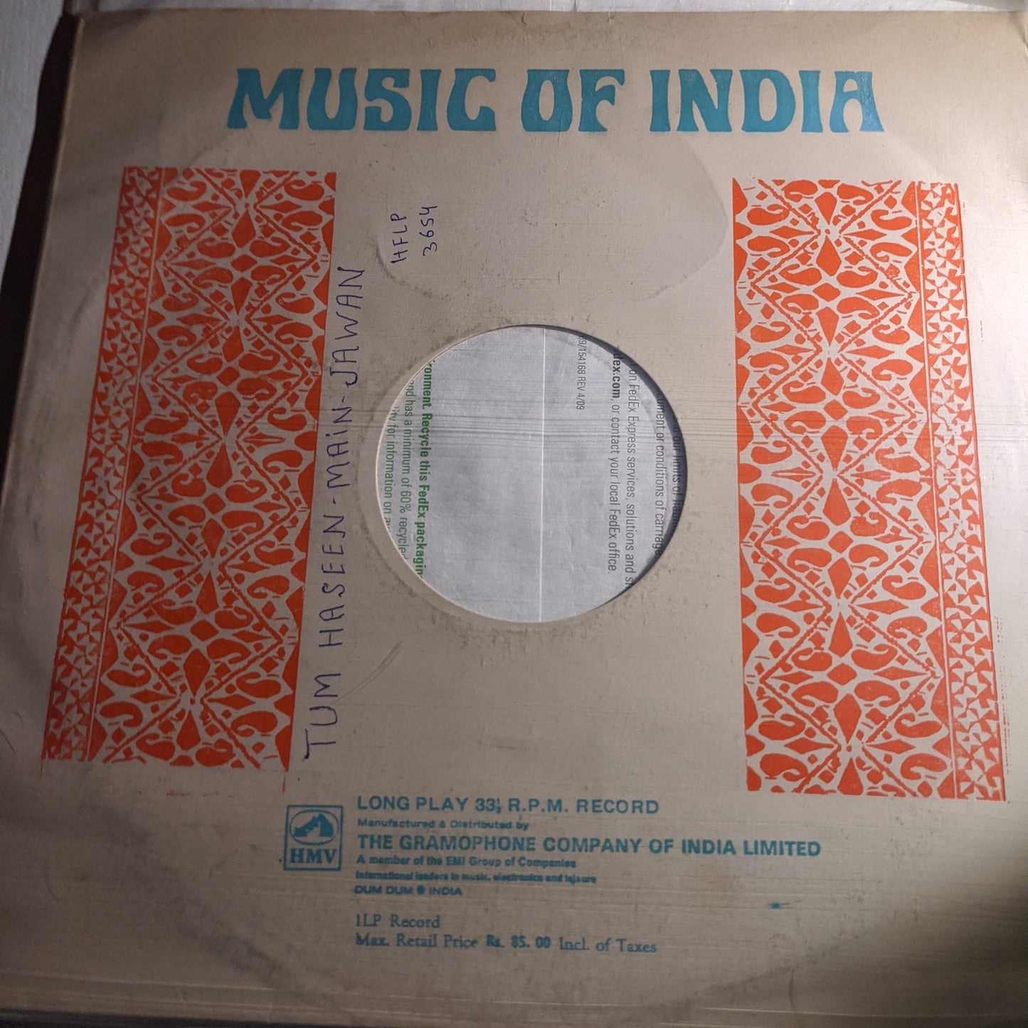 Tum haseen main Jawan - Music by  Shankar Jaikishan - 2nd issue- No cover in near mint