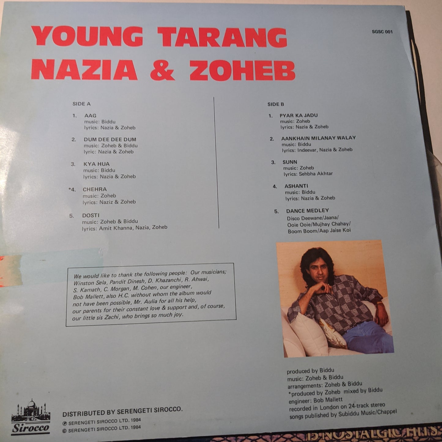 Young tarang - Nazia Hassan and Zoheb Hassan in near mint - UK pressing