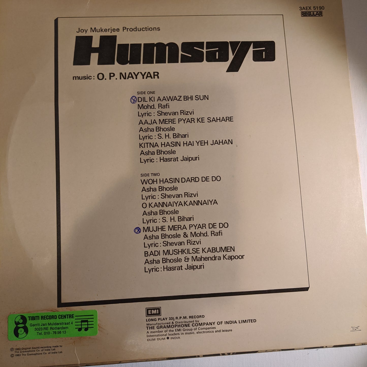 Humsaya - O P Nayyar classics Superhit Near mint