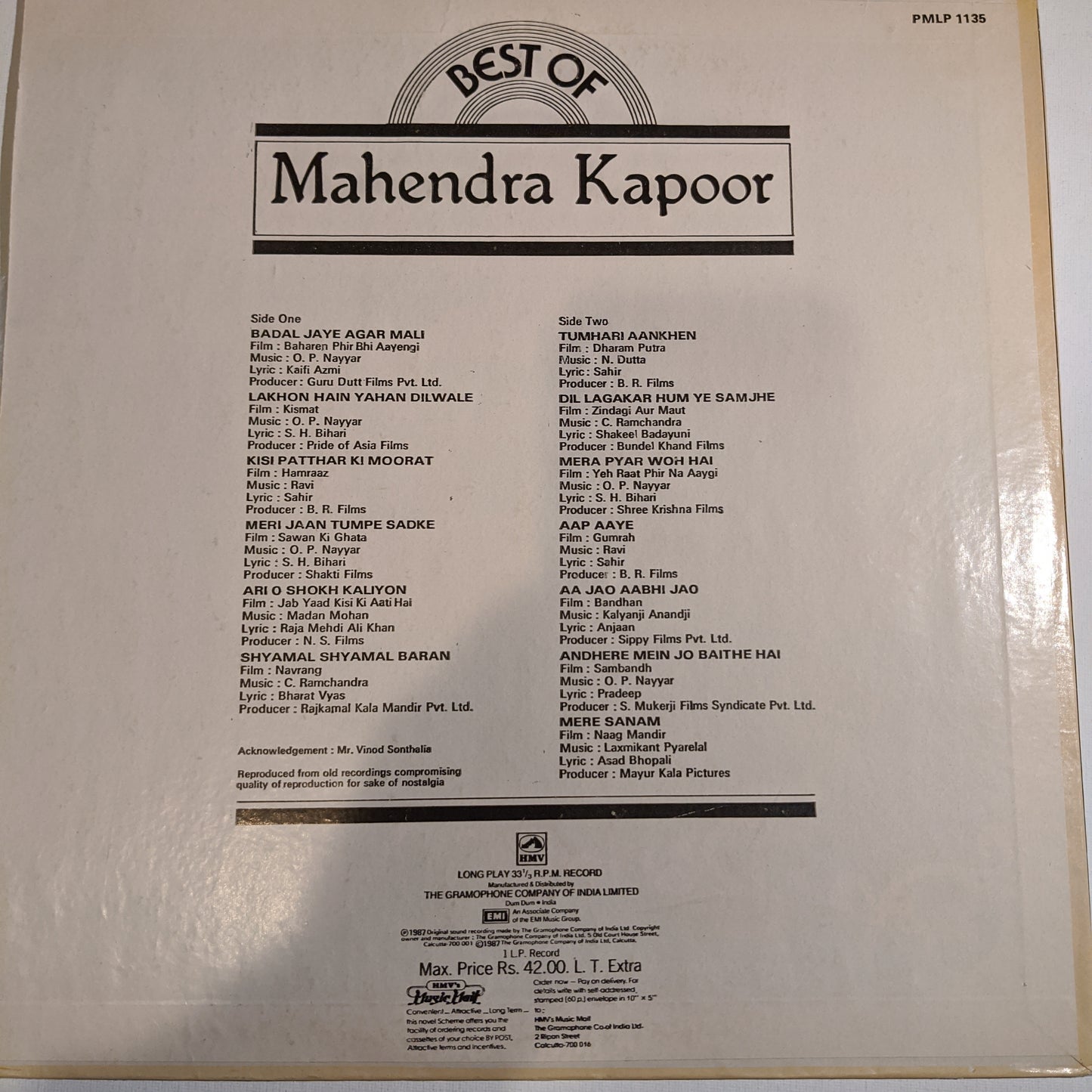 Mahendra Kapoor - The Best of - in near mint