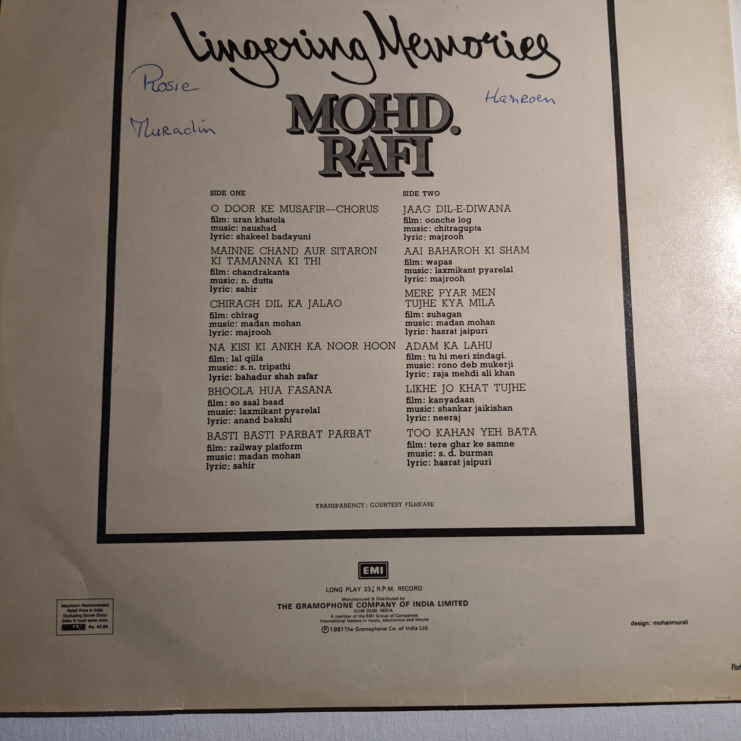 Mohammed Rafi - Lingering memories - great collection in excellent condition