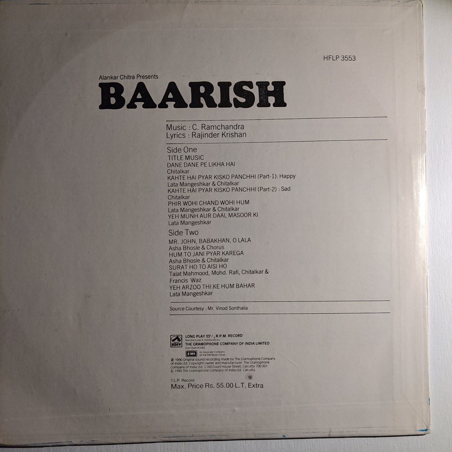 Baarish - Music By C Ramchandra - classic superhit in unplayed Mint