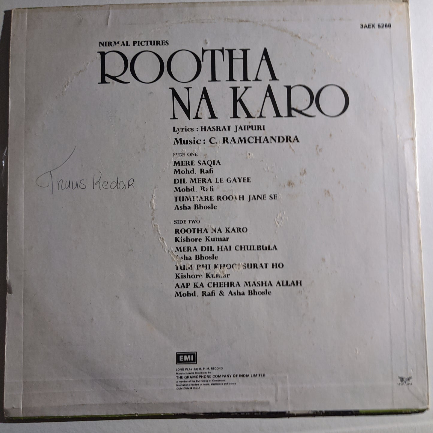 Rootha na karo - C. Ramchandra, Hasrat Jaipuri In Near Mint condition