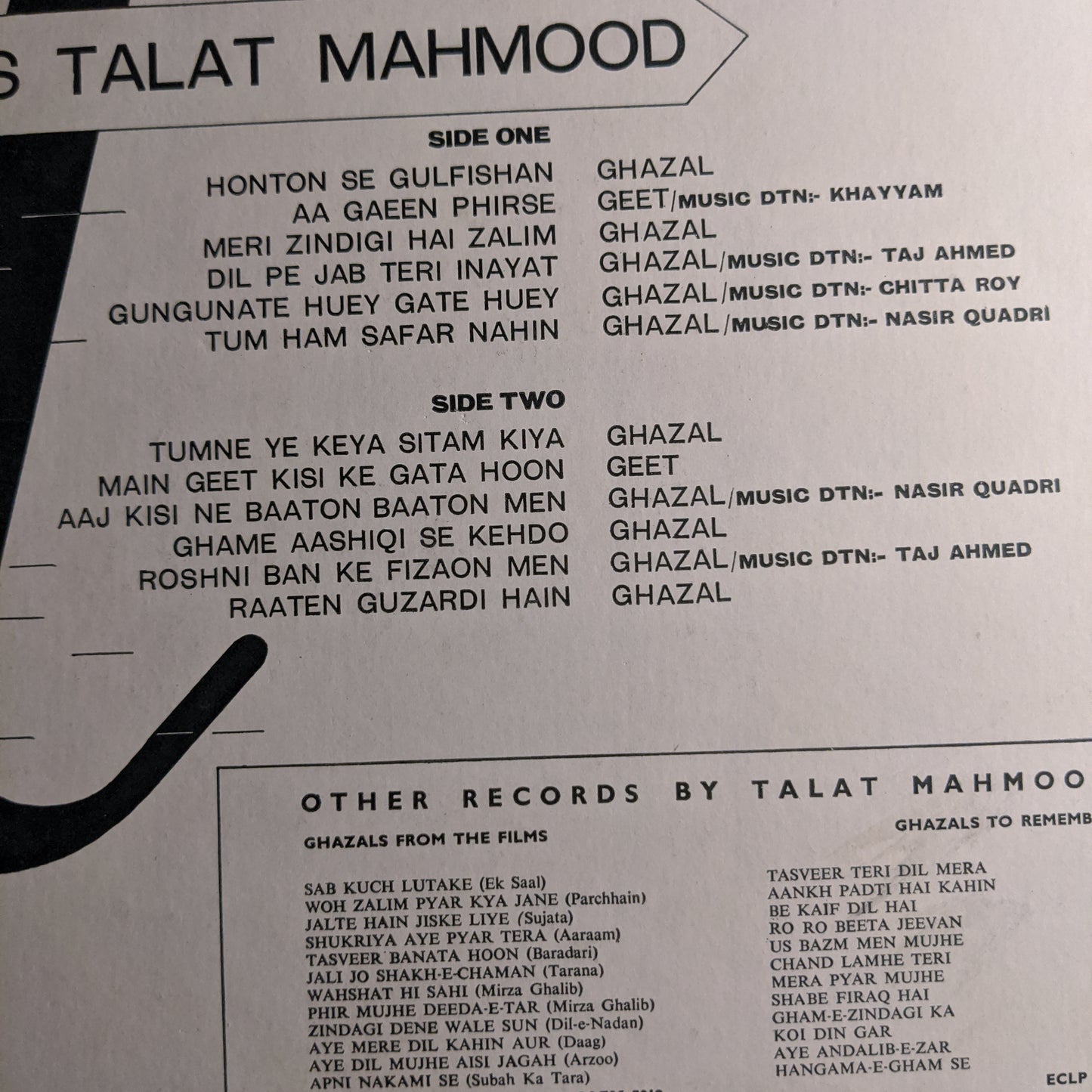 Talat Mahmood - This is Talat mahmood - Ghazals in Near Mint