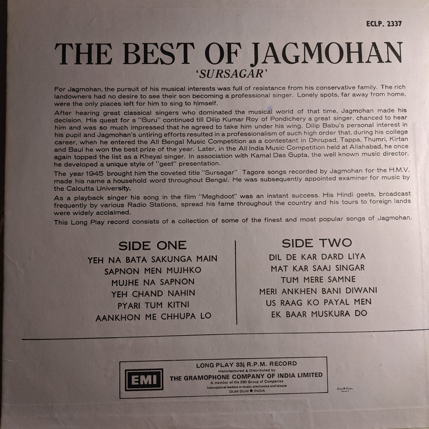 Sursagar Jagmohan* The Best Of Jagmohan 'Sursagar in Near Mint