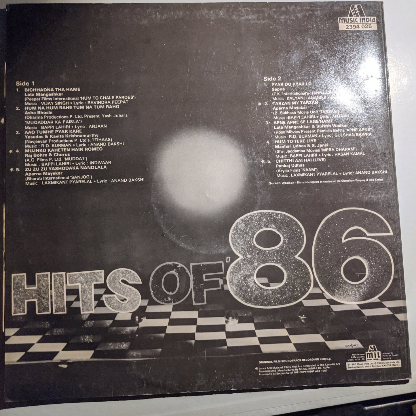 Hits of 1986 - Blockbster hits frm films in excellent condition