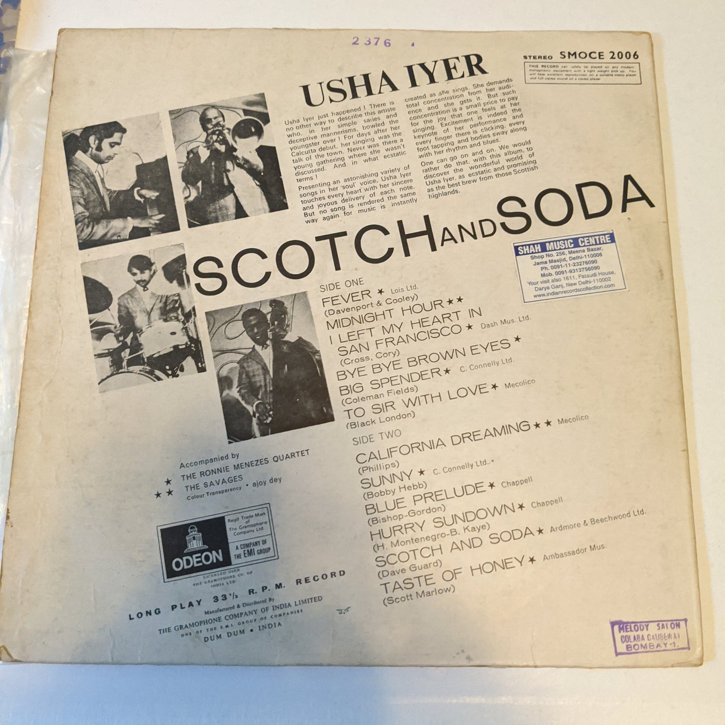 Usha Iyer Uthup - scotch and Soda in Good condition - Ring odeon